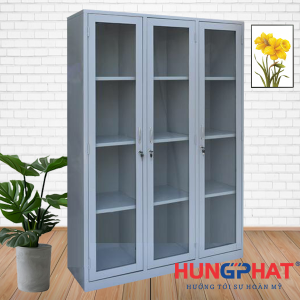 Tủ sắt văn phòng 3 cánh kính suốt
